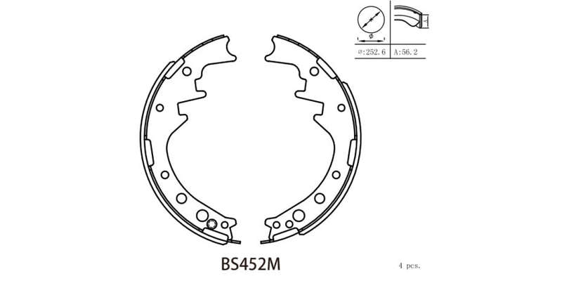 Brake Shoe 452 Toyota Hiace (1971 1986) Hilux (1975 1998) (BS452M) MOTOPART