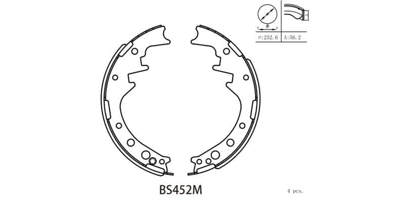 Brake Shoe 452 Toyota Hiace (1971 1986) Hilux (1975 1998) (BS452M) MOTOPART