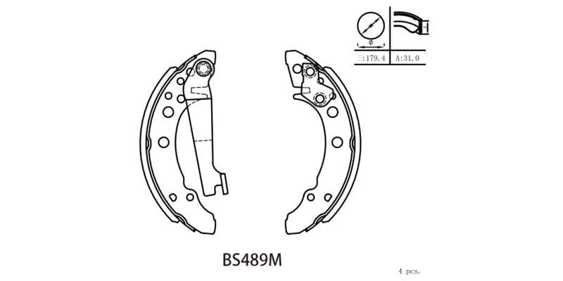 Brake Shoe 489 Vw Fox (87 95) Golf (77 84) Golf 2 (84 92) Citi Golf (92 10) Jetta (80 92) Polo Cl...