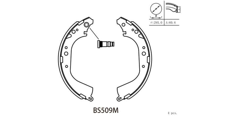 Brake Shoe 509 Toyota Landcruiser Petrol Diesel (1981 2007) (BS509M) MOTOPART