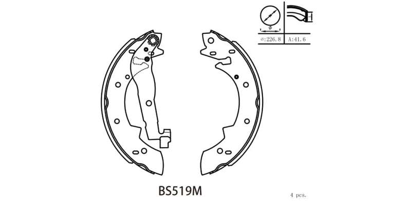 Brake Shoe 519 Bmw 3 Series [E30] (82 92) Nissan Skyline (87 92) Toyota Camry (93 00) Cressida (8...