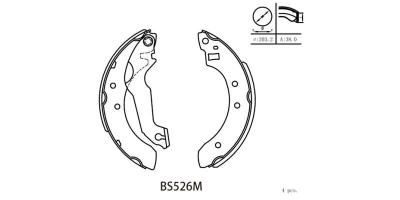 Brake Shoe 526 Ford Escort (84 86) Bantam (83 02) Mazda Rustler (94 02) (BS526M) MOTOPART