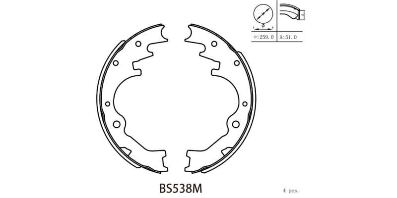 Brake Shoe 538 Cord Courier All (86 00) Mazda B Series (86 00) Nissan 1 Tonner (88 96) Hardbody (...