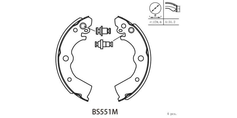 Brake Shoe 551 Nissan Sabre 160 (94 00) Sentra 140I,160I (93 97) (BS551M) MOTOPART