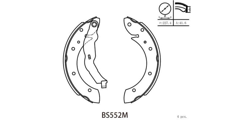 Brake Shoe 552 Bmw 3 Series [E36] (92 98) Renault Megane 1.4 (99 03) Toyota Camry 200I 220Si (93 ...