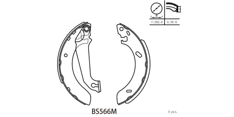 Brake Shoe 566 Ford Escort Cvh,Zetec,Endura) (95 00) Bantam (B3,Rocam,Duratorq,F6,B6) (94 11) Maz...