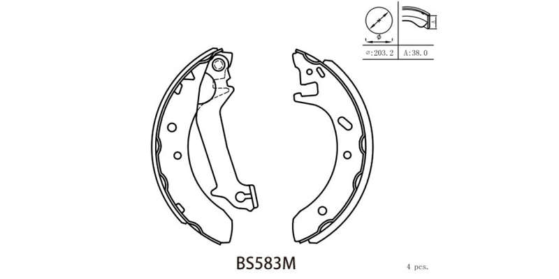 Brake Shoe 583 Ford Bantam (Rocam,A9Ja,Duratorq,Endura) (2002 2011) (BS583M) MOTOPART
