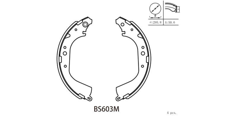 Brake Shoe 603 Nissan Hardbody (99 02) Toyota Hilux (98 05) Quantum (04 ) (BS603M) MOTOPART