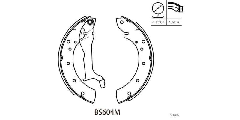 Brake Shoe 604 Isuzu Kb (97 04) Mitsubishi Colt (98 09) Nissan Hardbody (99 08) Np300 (2009 ) Toy...