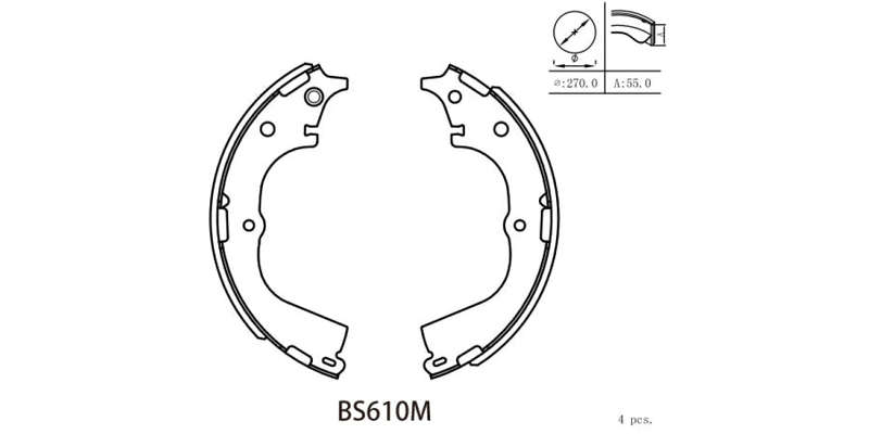 Brake Shoe 610 Cam Inyathi (07 09) Rhino (07 09) Daihatsu Rockey (97 02) Foton 2.2I (07 ) Gonox X...