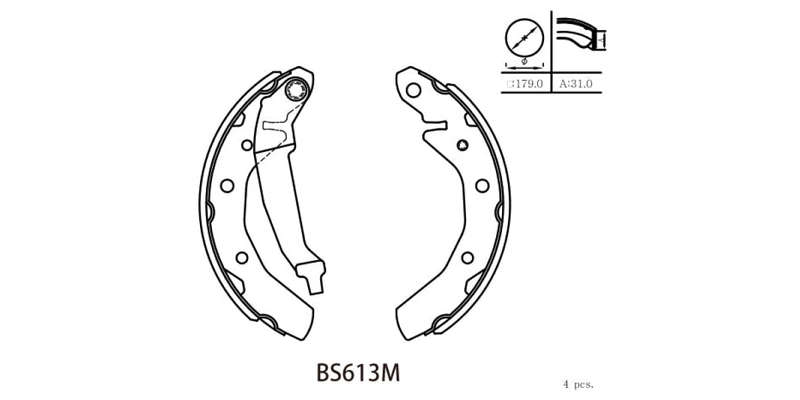 Brake Shoe 613 Cheryy Qq3 (2008 ) Chev Spark,Spark Lite (2003 2010) Daewoo Matiz (99 04) (BS613M)...