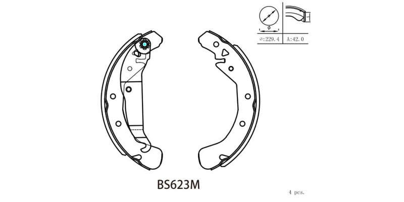 Brake Shoe 623 Chev Utility (2011 ) Opel Astra (99 04) Opel CoRear Solida (01 09) (BS623M) MOTOPART