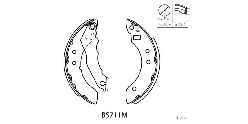 Brake Shoe 711 Ford Escort (81 86) Nissan Langley Pulsar (80 87) Sentra 1.3 1.4,1.6 (87 02) Renau...