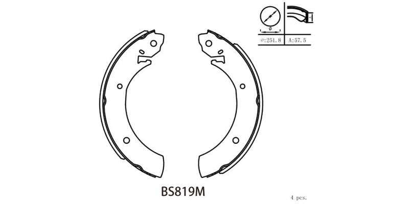 Brake Shoe 819 Ford Cortine (77 86) Husky (85 97) Isuzu Frontier & Kb (81 04) Mitsubishi L300 (82...