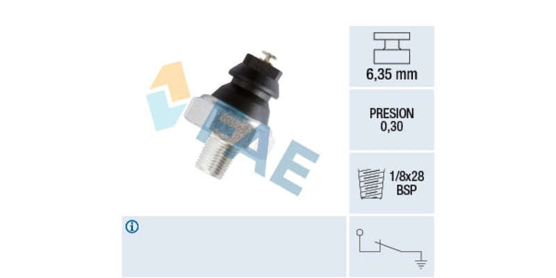 Oil Pressure Switch 0.30 1/8X28Bsp Daihatsu,Kia Pride,Toyota Condor,Hilux (12R,5R,2L,3L,5L) (FAE ...