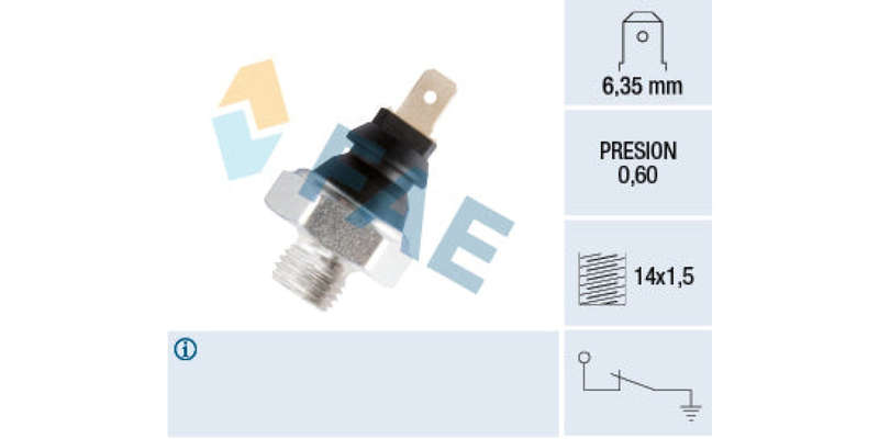 Oil Pressure Switch 0.30 M14X1.5 Alfa,Chev,Fiat Uno,Opel Kadett,Renauklt R9 (FAE 11260F)