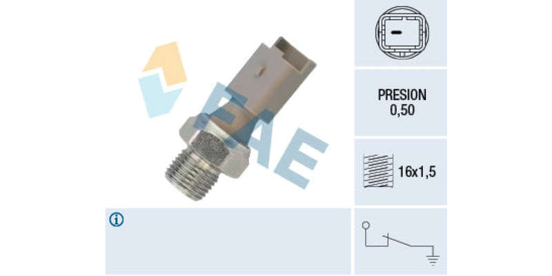 Oil Pressure Switch 0.50 M16X1.50 Citroen (Tu3Jp,Dv4Td,Tu5Jp4,Tu3Jp4,,Dv6Ted4,Ew7A,Ew10A) Ford (D...