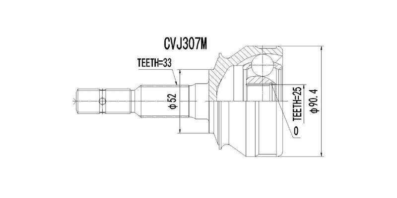 Outer Cv Joint Opel Ascona 1.6Gl Gls,Astra,Kadett 200I,Monza,Zafira 2001-2006,1990-1193,1986-1989
