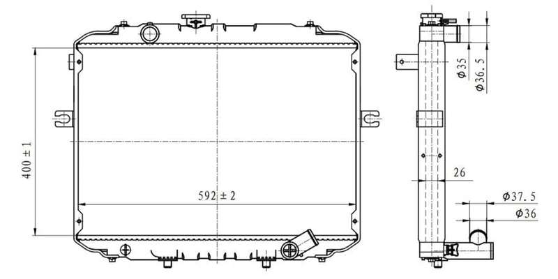 Radiator Hyundai Bakkie 2.5I,2.6I D4Bf,D4Bb 1997-2011
