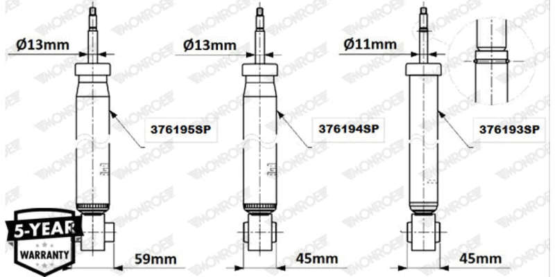 Shock Rear Audi A3/S3 Vw Golf 7 2012-2016> (MONROE)(376195SP)