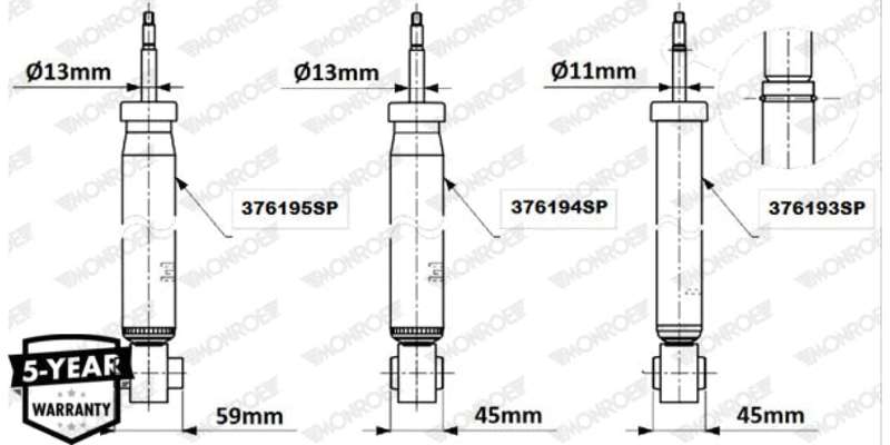 Shock Rear Audi A3/S3 Vw Golf 7 2012-2016> (MONROE)(376195SP)