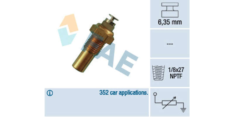 Temperature Switch 1Pin 1/8X27Nptf Chev/Opel C18/C20Le,1.3S,1.6Sh,1.8L,Z16Zel,X18,X20,2.0Seh,20Le...