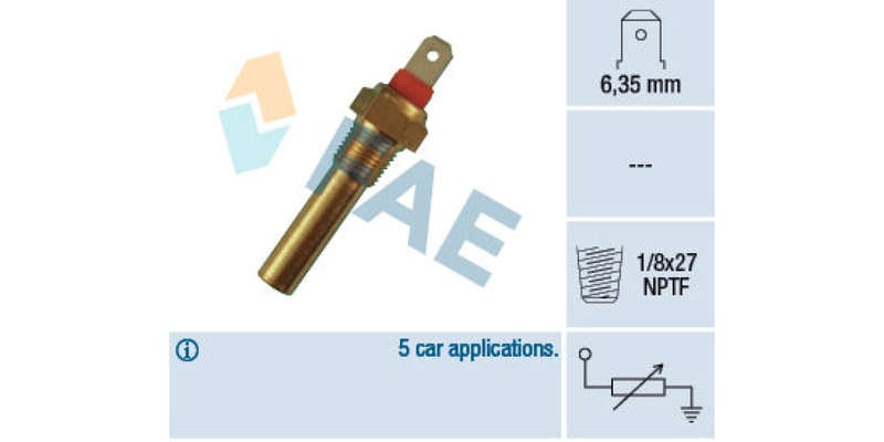 Temperature Switch 1Pin 1/8X27Nptf Ford,Mazda (F8,F2,Wl,Wlt) Mitsubishi (4D56) (FAE) (31640)