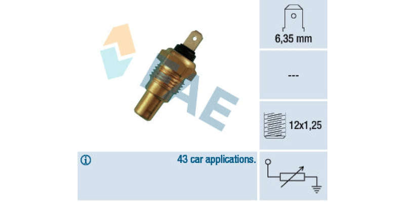 Temperature Switch 1Pin M12X1.25 Nissan (Vq20De,Vq30De,Qr20De,Yd22Eti,Qr25De,Td27,Yd25Ddti) (FAE)...