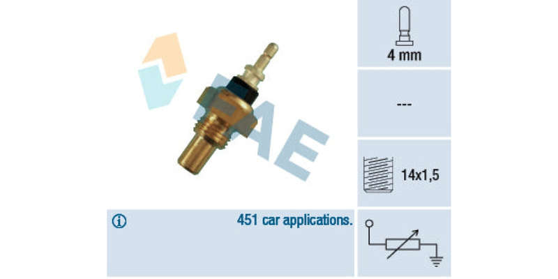 Temperature Switch 1Pin M14X1.5 Mercedes M102,M115,Om615,M111,,M180,Om616,M123,M130,Om617) (FAE) ...