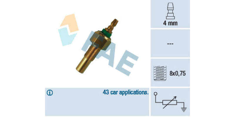 Temperature Switch 1Pin M8X0.75 Ford Laser (F6,Fe,B6,Tc "Late",E3,B3,Uc,B5,B6,F6) (FAE) (32170)