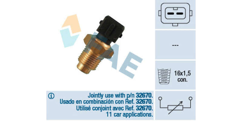 Temperature Switch 2Pin M16X1.5 Fiat 176A3.000 (FAE) (32540)