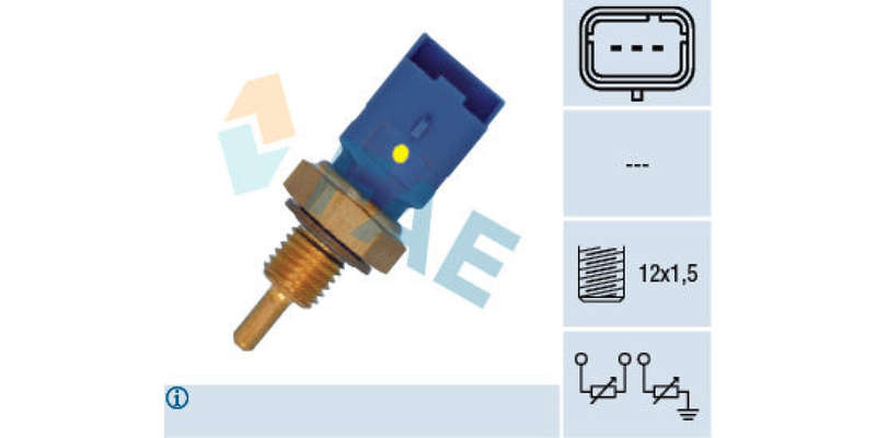 Temperature Switch 3Pin M12X1.5 Citoren,Peugeot (Tu3Jp4,Tu5Jp4,Tu3A,Tu3Jp) (FAE) (33795)