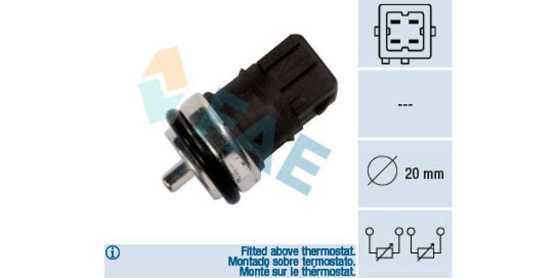 Temperature Switch 4Pin 20Mm D Nissan (K9K,F9Q) Renault (F4R,K4M,K4J) (FAE) (33810)