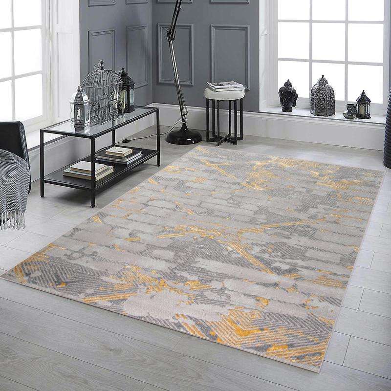 Alin Grey Gold Modern Rug - 05655A
