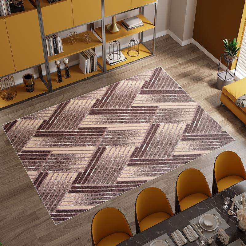 Digital Brown Arc Washable Rug
