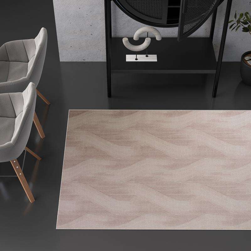 Digital Brown Wave Washable Rug