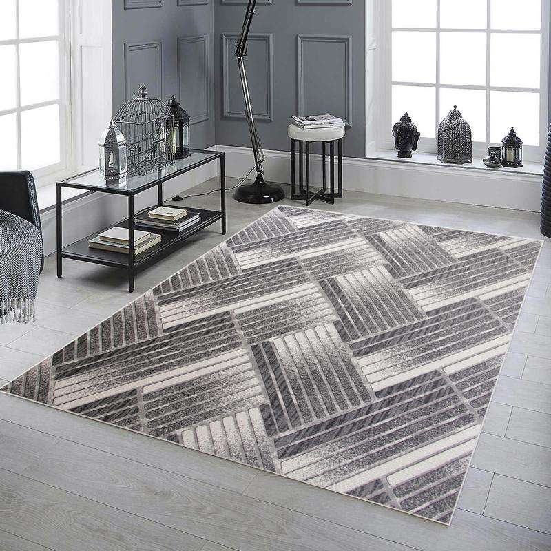 Digital Grey Arc Washable Rug