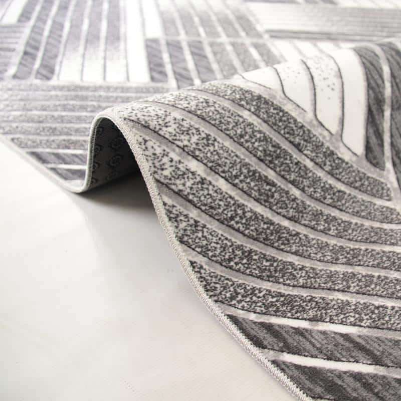 Digital Grey Arc Washable Rug
