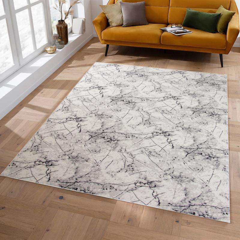 Digital Grey Crack Washable Rug
