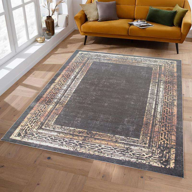 Digital Printer Black Gold Rug