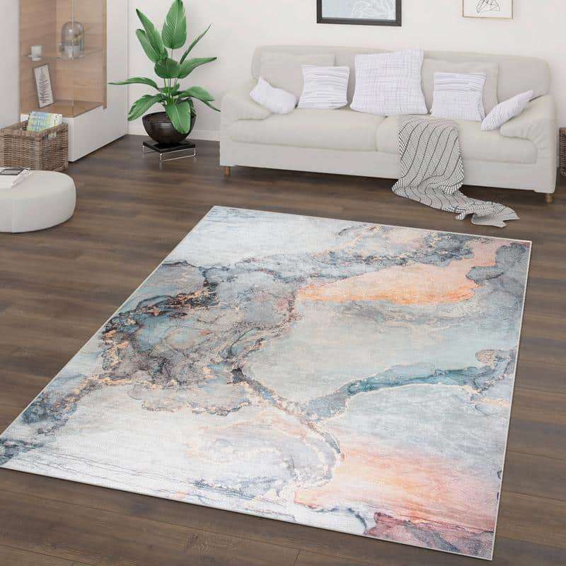 Digital Printer Black Turquoise Gold Rug