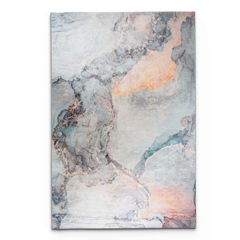 Digital Printer Black Turquoise Gold Rug