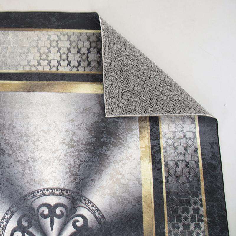 Digital Printer Black White Gold Rug
