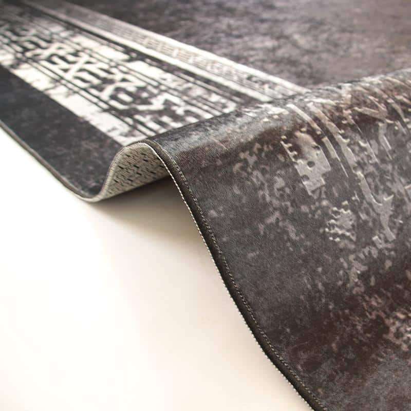 Digital Printer Black White Rug