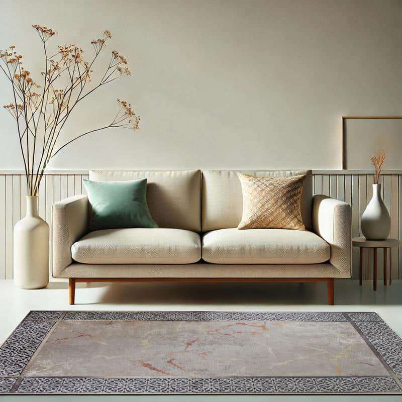 Digital Printer Cream Black Gold Rug