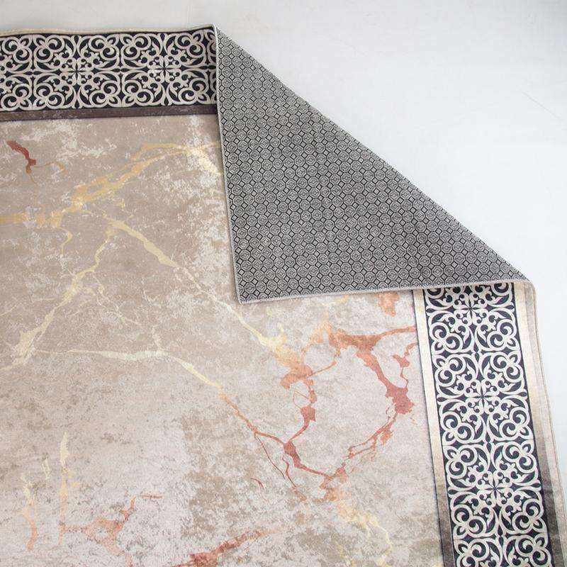 Digital Printer Cream Black Gold Rug