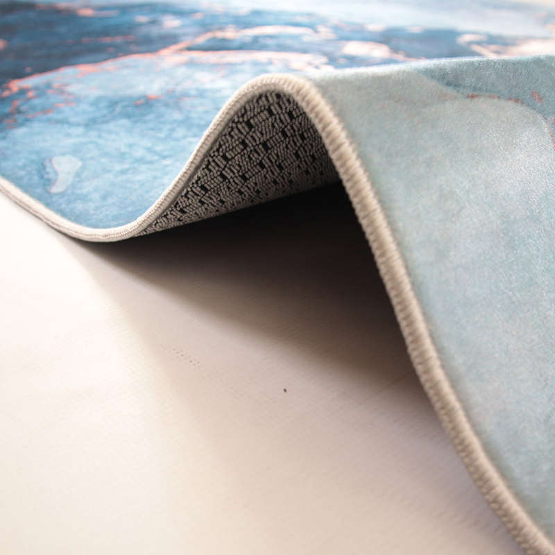Digital Printer Cream Blue Rug