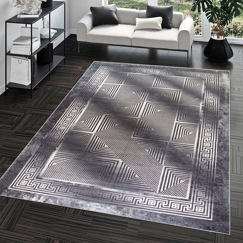 Digital Printer Dark Black White Rug