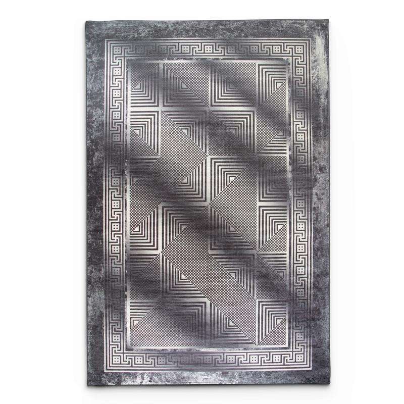 Digital Printer Dark Black White Rug
