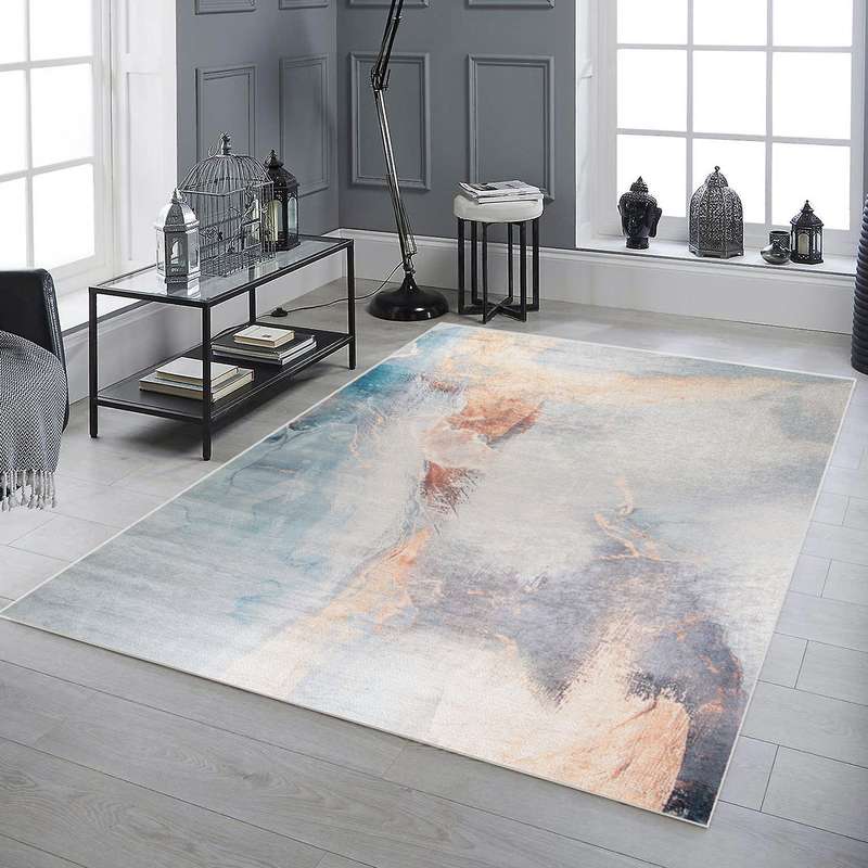 Digital Printer Grey Blue Rug